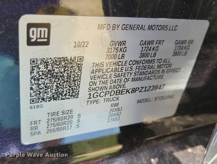 image for item DX7249 2023 Chevrolet 1500 Silverado Custom Crew Cab pickup truck