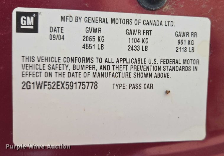 image for item DY1102 2005 Chevrolet Impala 