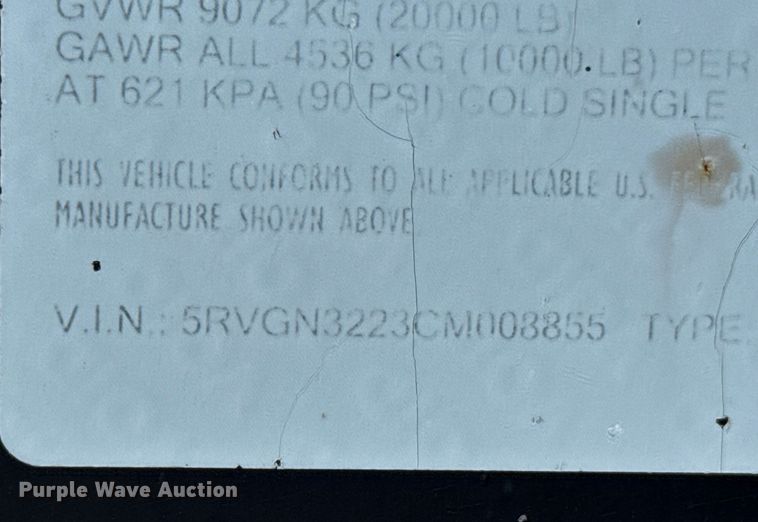 image for item DZ8821 2012 Lamar Trailers GN20K equipment trailer