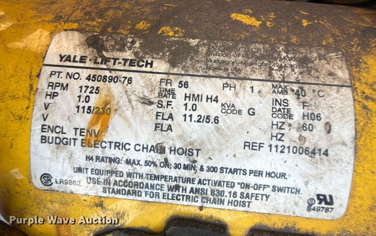 image for item DZ8833 Budgit electric hoist