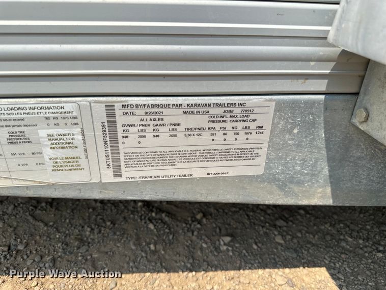 image for item EB2820 2022 Karavan utility trailer