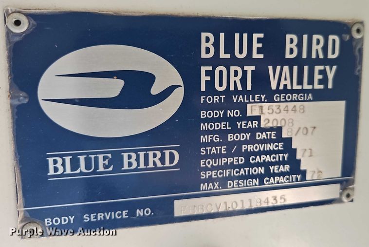 image for item EB8234 2008 Blue Bird Vision school bus