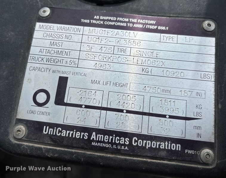 image for item EC3770 2014 Nissan PF60 forklift