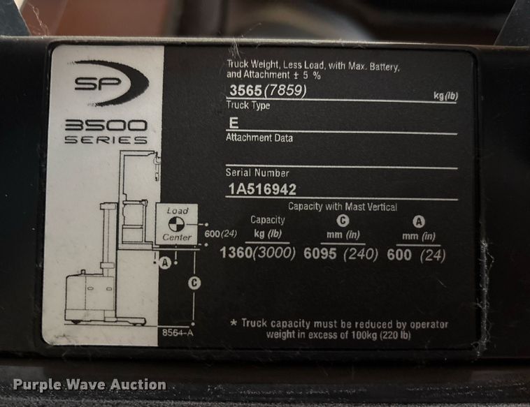 image for item EC4359 2018 Crown SP3520-30 order picker