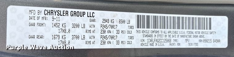 image for item EC4374 2012 Jeep Grand Cherokee SUV