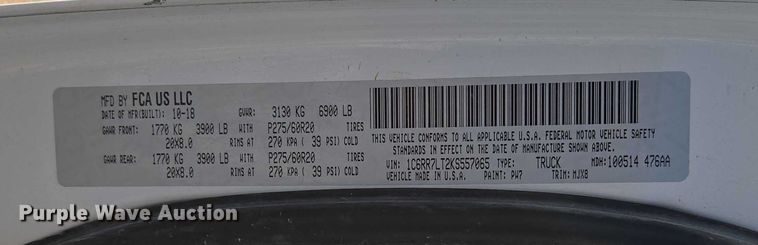 image for item ED2190 2019 Dodge Ram 1500 Crew Cab pickup truck