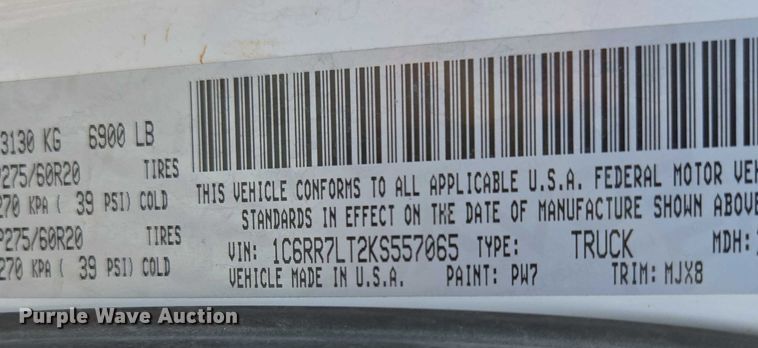 image for item ED2190 2019 Dodge Ram 1500 Crew Cab pickup truck