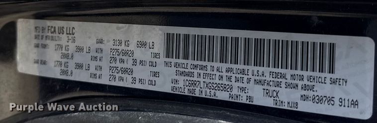 image for item ED4467 2016 Dodge Ram 1500 Crew Cab pickup truck