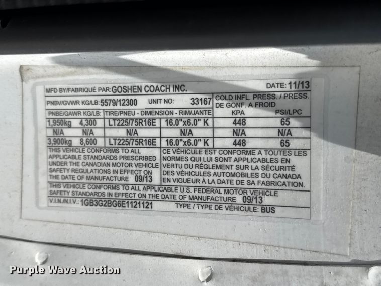 image for item ED5812 2014 Chevrolet Express 3500 shuttle bus