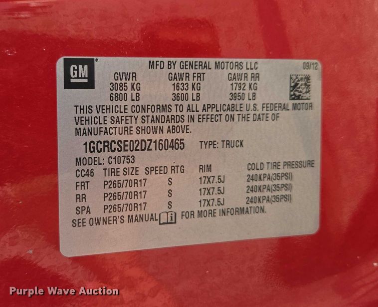 image for item EF1923 2013 Chevrolet Silverado 1500 Ext. Cab pickup truck