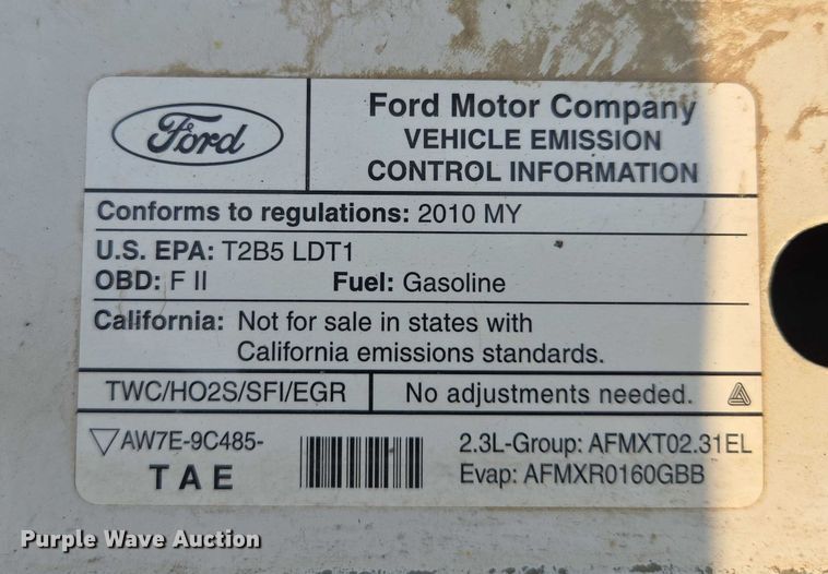 image for item EF1926 2010 Ford Ranger SuperCab pickup truck