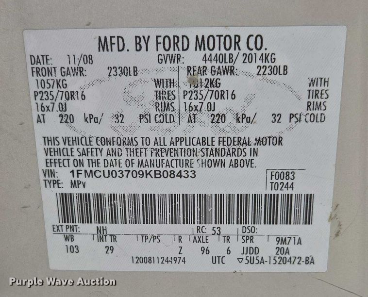 image for item EF1931 2009 Ford Escape SUV