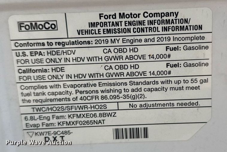 image for item EG6077 2019 Ford E450 Super Duty delivery truck