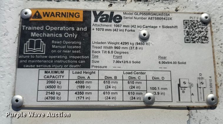 image for item EG6093 2000 Yale GLP050RGNUAE084 forklift