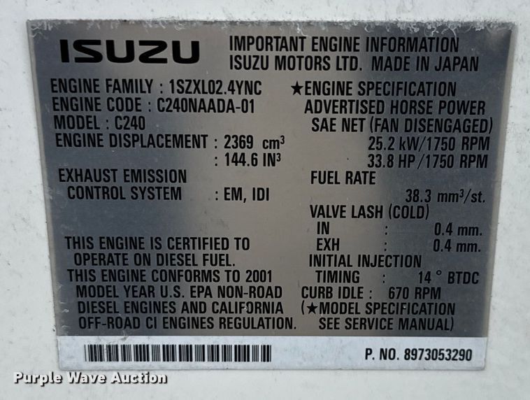 image for item EG6116 2001 MQ Power Whisperwatt DCA-25SSIU generator