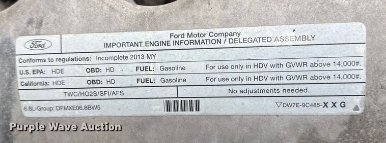 image for item EG6125 2013 Ford F650 Super Duty box truck