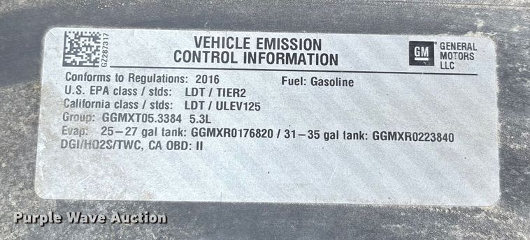 image for item EJ7644 2016 Chevrolet Silverado 1500 pickup truck