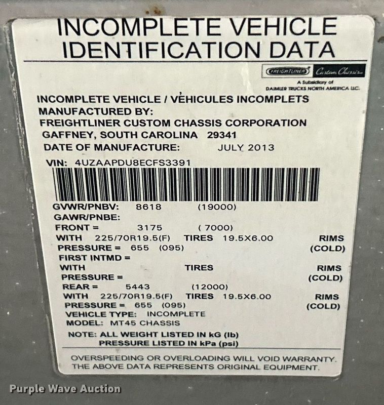 image for item EK8305 2014 Freightliner MT45 delivery van