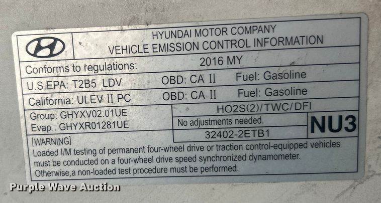 image for item EK8459 2016 Hyundai Tucson SUV