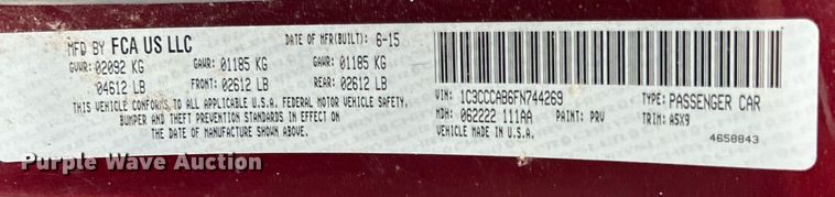 image for item EK8488 2015 Chrysler 200 