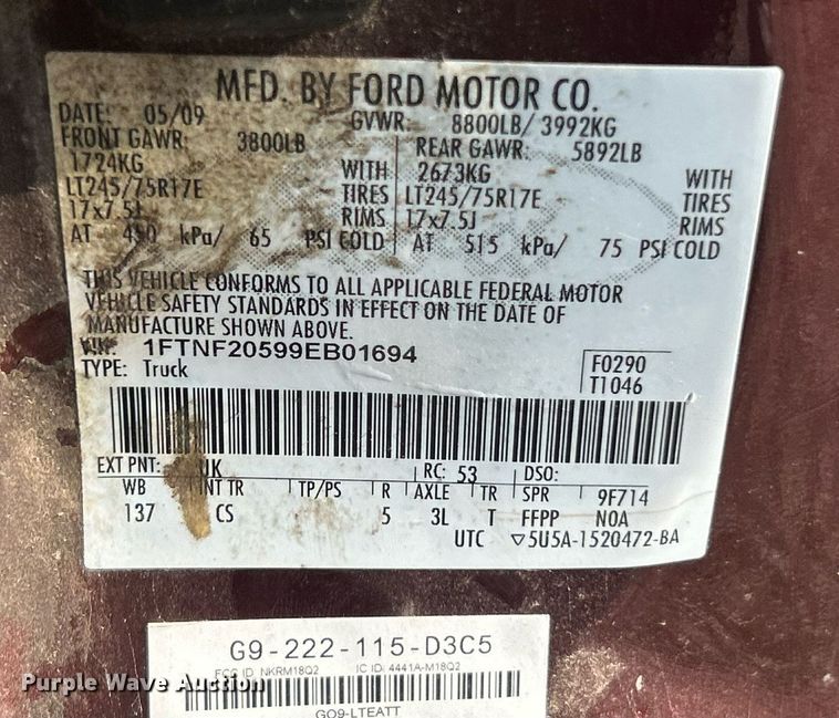 image for item EK8493 2009 Ford F250 Super Duty XL flatbed pickup truck