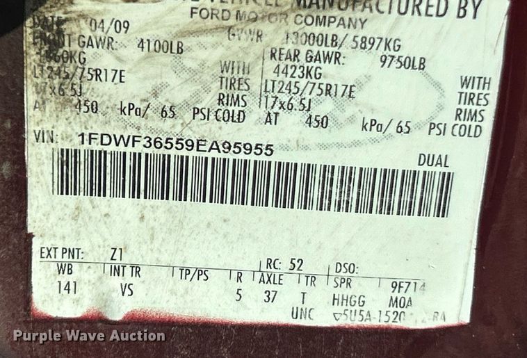 image for item EK8496 2009 Ford F350 Super Duty XL flatbed pickup truck