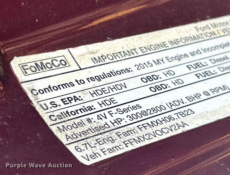 image for item EK8497 2015 Ford F450 Super Duty XL dump truck