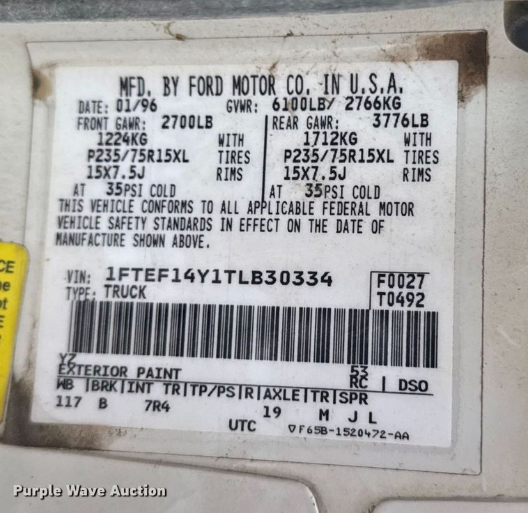 image for item EM2268 1996 Ford F150 pickup truck