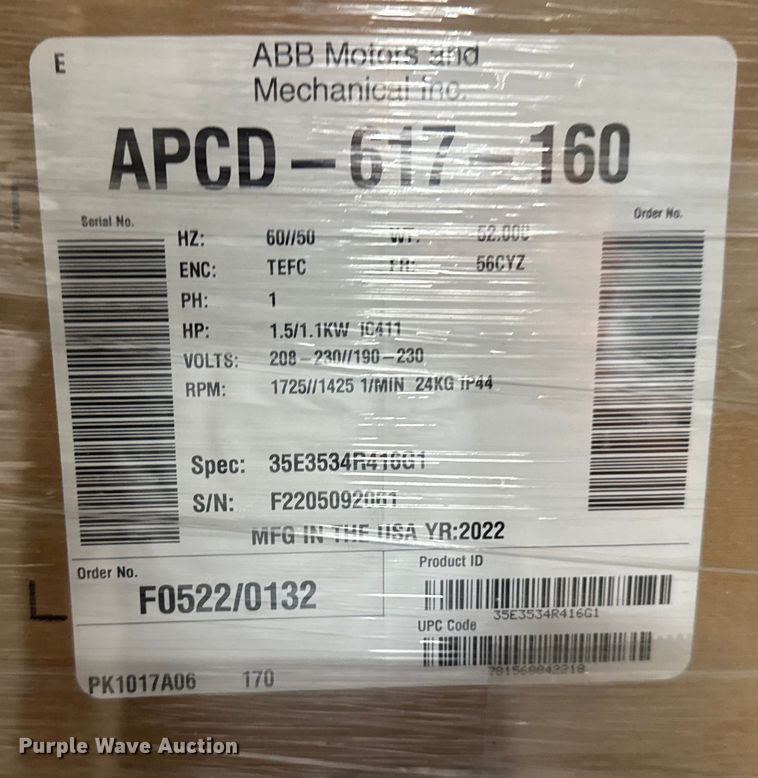 image for item EM2288 (17) Cucumberland APCD-617-160 electric motors