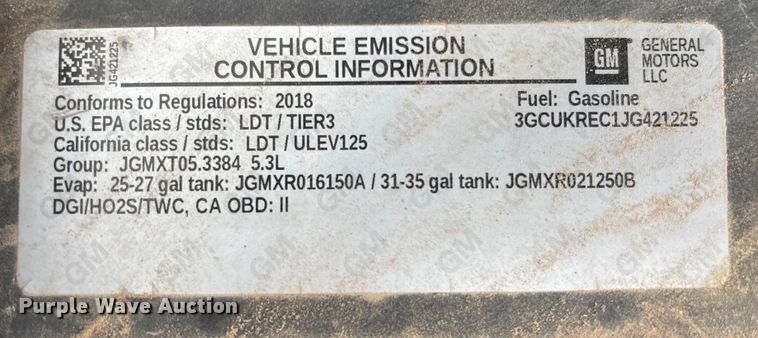 image for item EM5058 2018 Chevrolet Silverado 1500 Z71 Crew Cab pickup truck