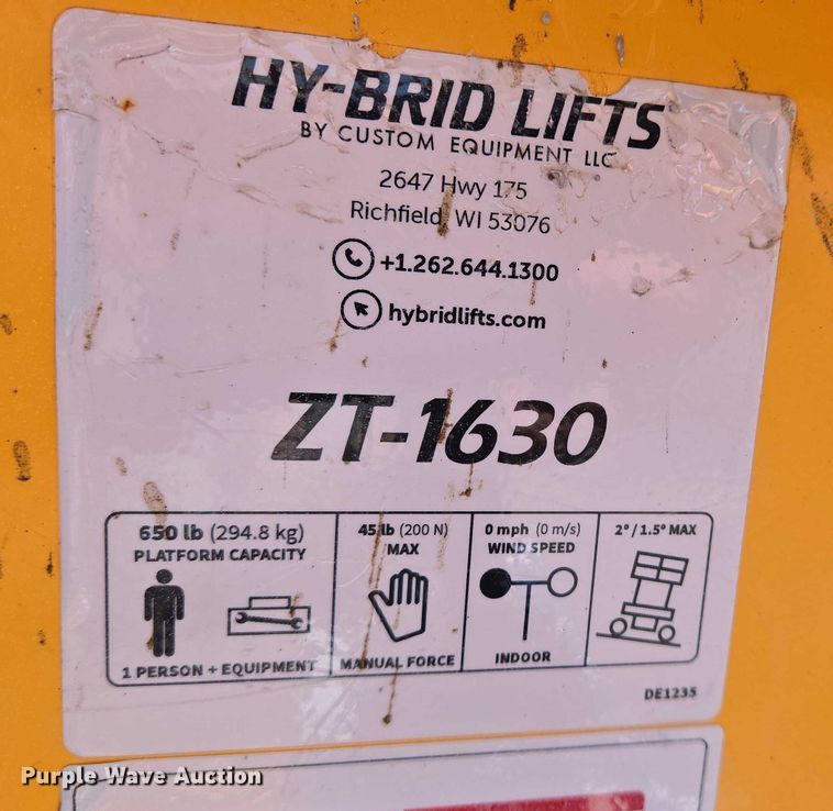 image for item EN8343 Hy-Brid ZT-1630 scissor lift
