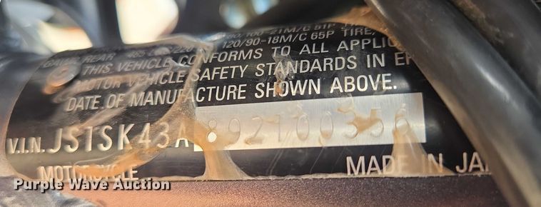 image for item EN8374 2009 Suzuki DR-Z400S motorcycle