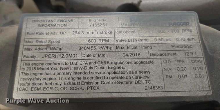 image for item EO1566 2018 Paccar MX13 engine