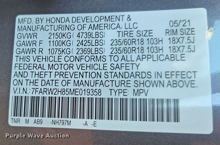 image for item EO1572 2021 Honda CR-V SUV