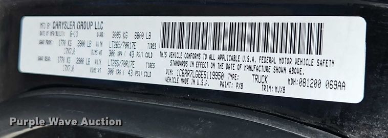 image for item EO4504 2014 Dodge Ram 1500 Crew Cab pickup truck