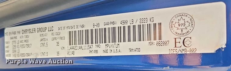 image for item EO4600 2010 Jeep Wrangler SUV