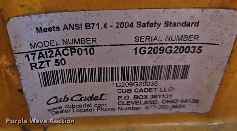 image for item EO4631 Club Cadet RZT50 ZTR lawn mower