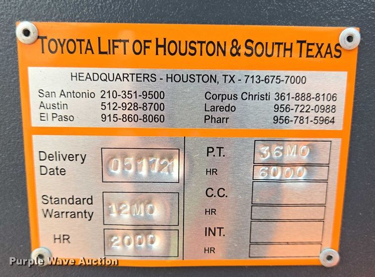 image for item EQ4117 2021 Toyota 8BPUE15 order picker