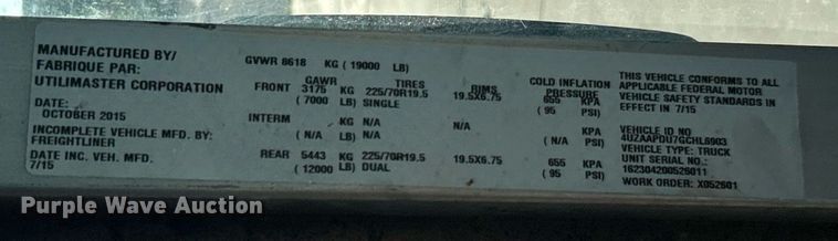 image for item ET3034 2016 Freightliner MT45 delivery van