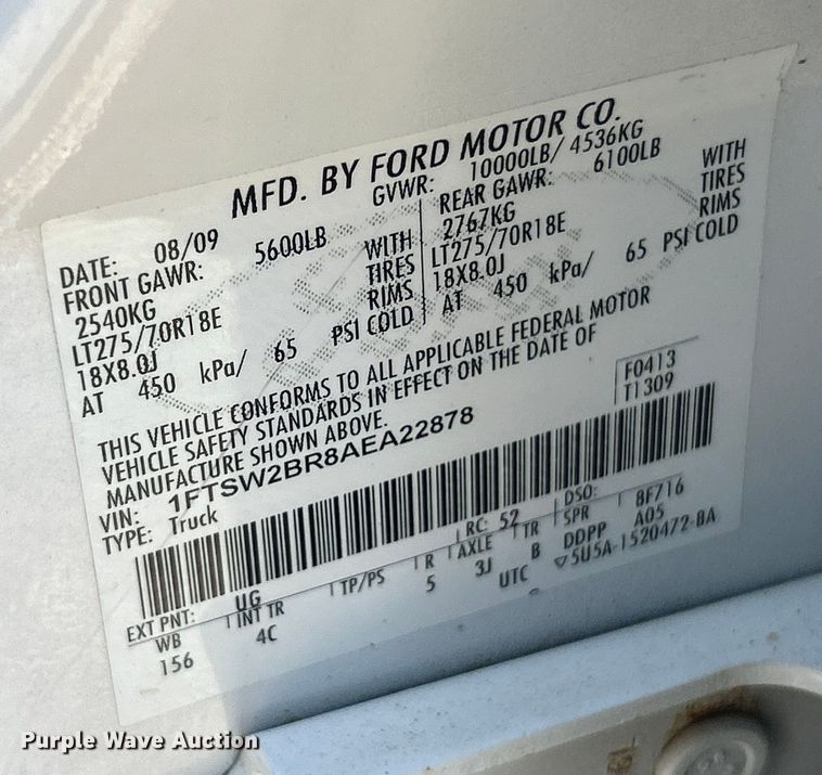 image for item ET3039 2010 Ford F250 Super Duty XL  Crew Cab pickup truck