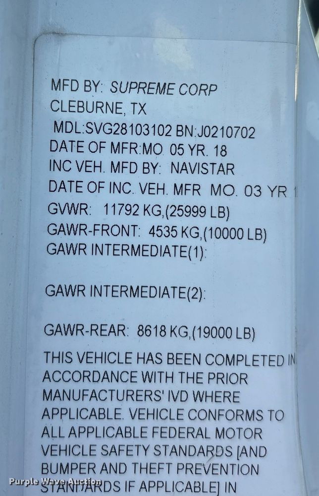 image for item EU0019 2019 International MA025 refrigerated truck