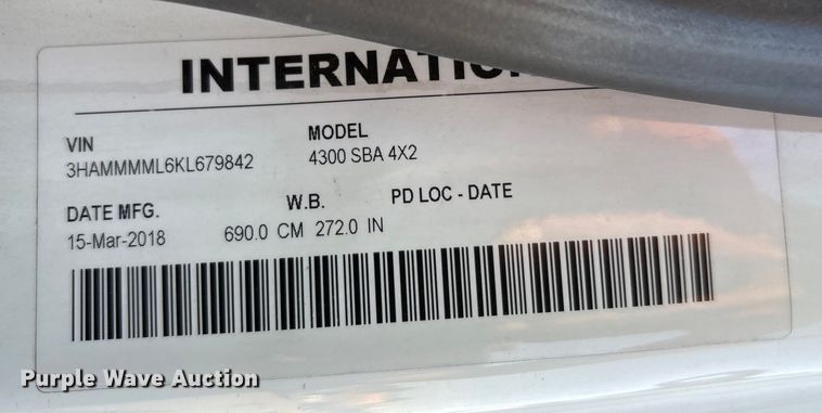 image for item EU0019 2019 International MA025 refrigerated truck