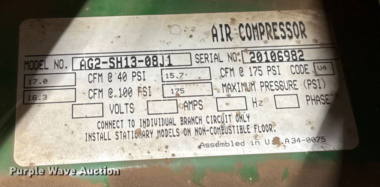image for item EU2126 John Deere AG2-SH13-08J1 air compressor