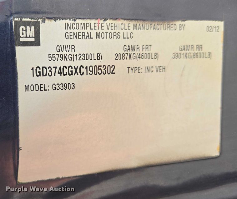 image for item EV1552 2012 GMC Magnavan box truck