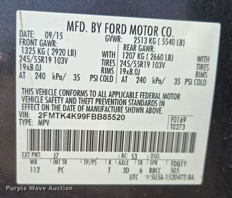 image for item EV1565 2015 Ford Edge Titanium SUV