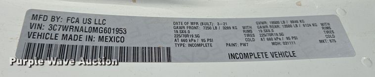 image for item EV1572 2021 Dodge Ram 5500 flatbed truck