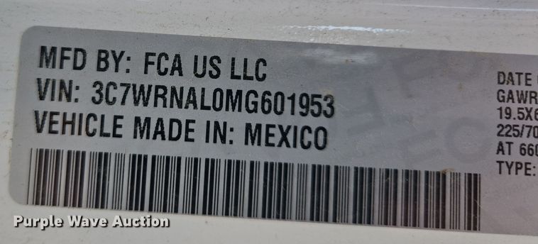 image for item EV1572 2021 Dodge Ram 5500 flatbed truck