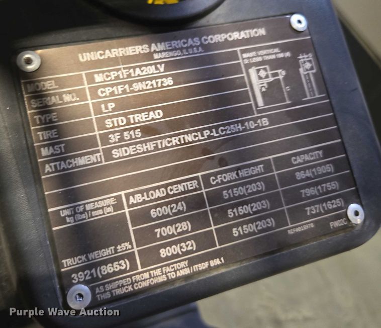 image for item FB9464 2018 UniCarriers CFS40 forklift