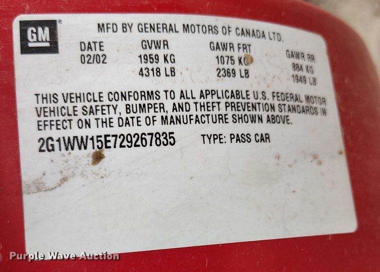 image for item IP9649 2002 Chevrolet Monte Carlo 