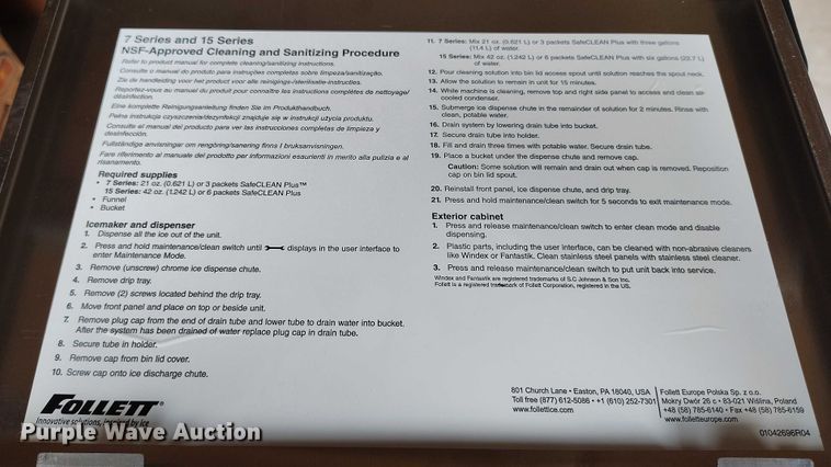 image for item IP9651 Follett 15CI100A ice and water machine